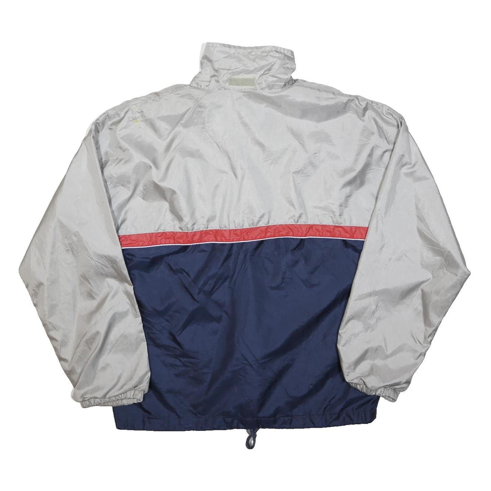 ASICS Mens Grey & Navy Blue Red Panel Half Zip Polyester Jacket XL Sportswear