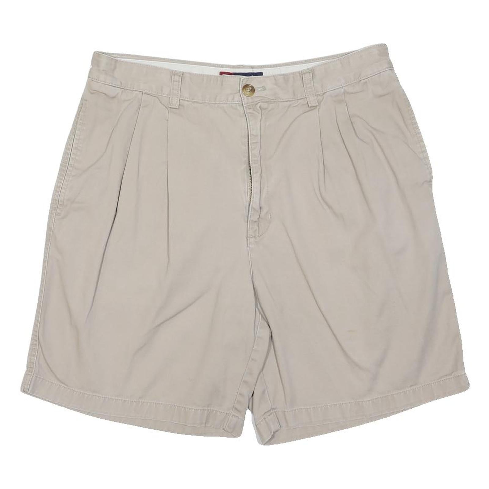 CHAPS Mens Shorts Beige Casual M W32 Cotton Blend Pleated Comfort Fit