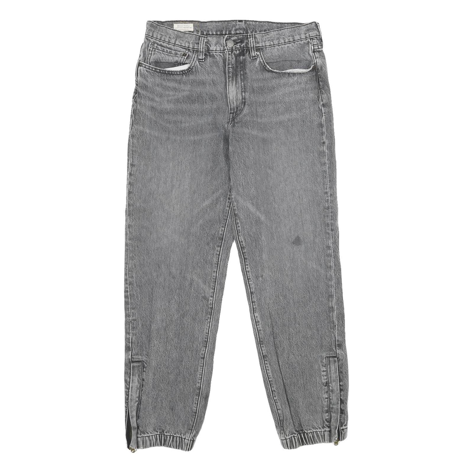 LEVI'S Big E Womens Regular Jeans Denim Stone Wash W32 L32 Zip Elasticated Hem