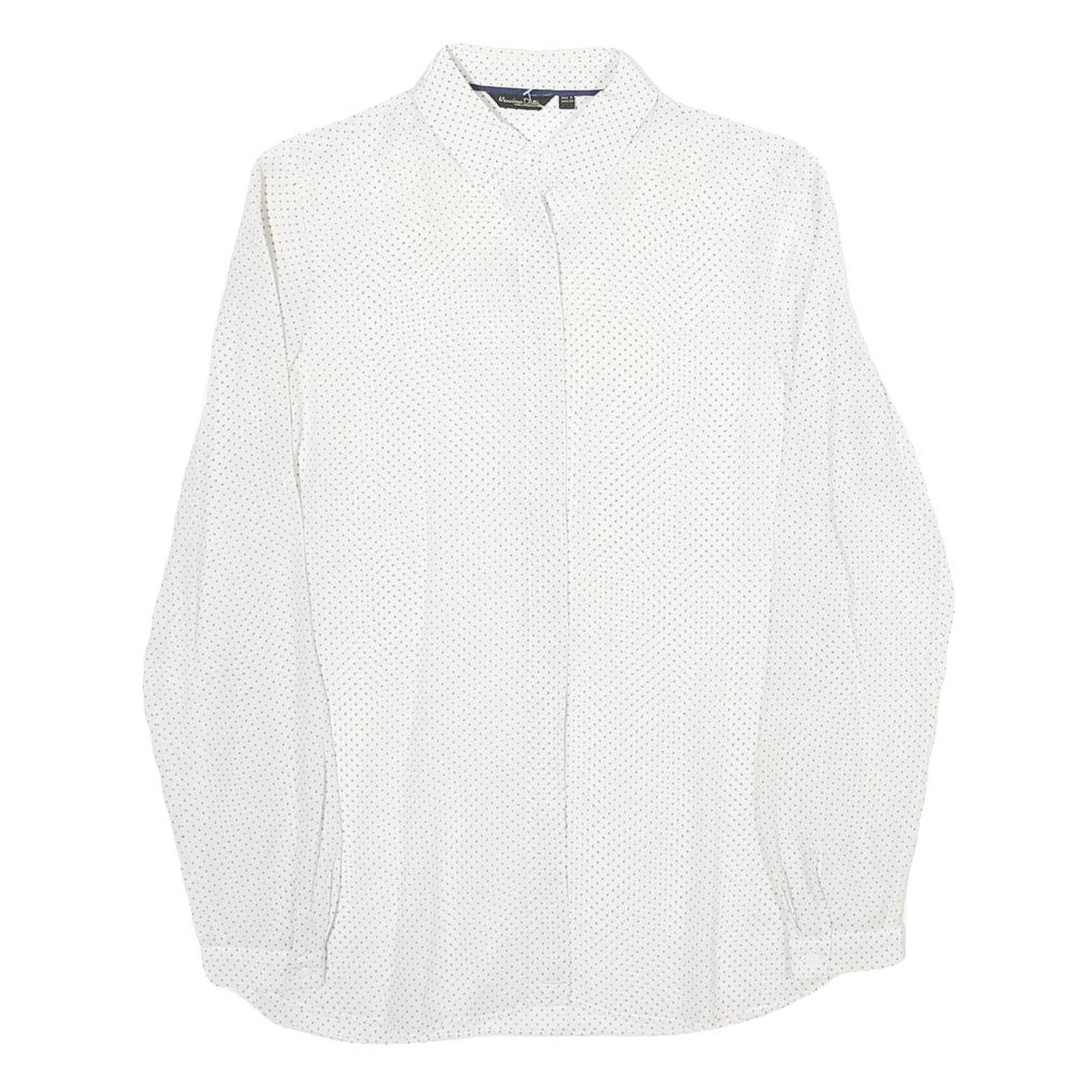 MASSIMO DUTTI Womens White & Black Printed Shirt UK 6 Classic Button-Down Collar