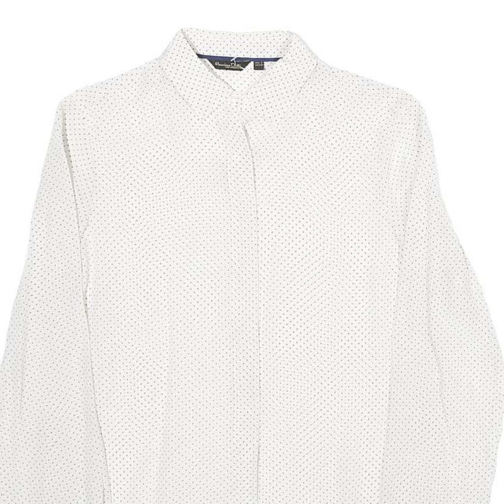 MASSIMO DUTTI Womens White & Black Printed Shirt UK 6 Classic Button-Down Collar