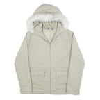 REEBOK Womens Cream Zip Jacket UK 10 Polyester Blend Plain Hooded Comfortable