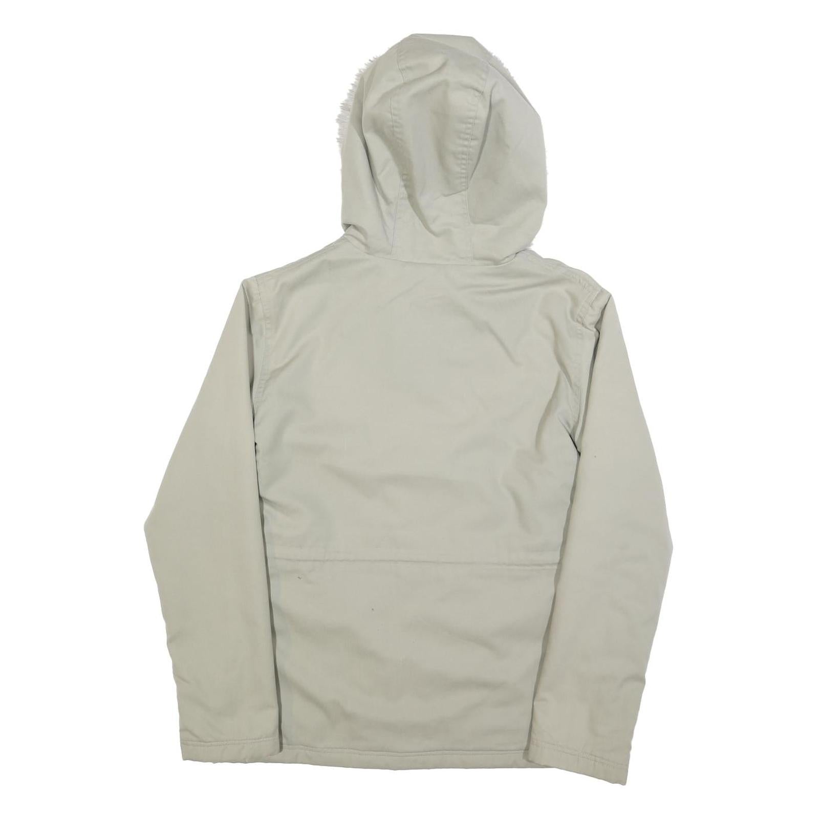 REEBOK Womens Cream Zip Jacket UK 10 Polyester Blend Plain Hooded Comfortable