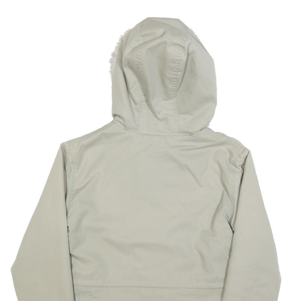 REEBOK Womens Cream Zip Jacket UK 10 Polyester Blend Plain Hooded Comfortable