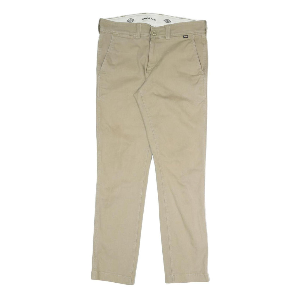 DICKIES Mens Cotton Blend Beige Regular Fit Straight Trousers W32 L30 Workwear