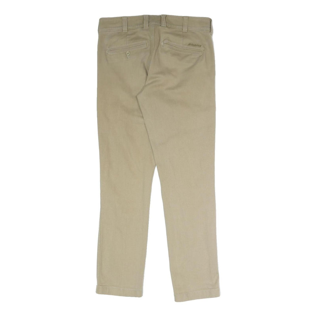 DICKIES Mens Cotton Blend Beige Regular Fit Straight Trousers W32 L30 Workwear