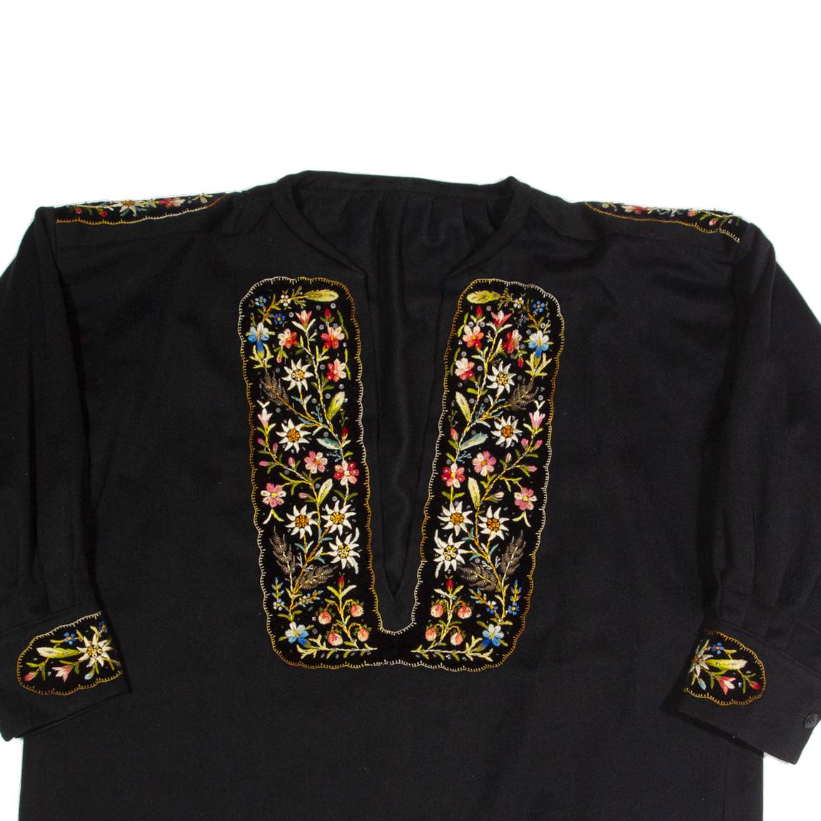 Plunge Neck Tunic Womens Pullover Jacket Black L