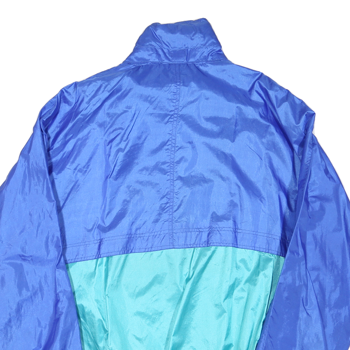 Womens Blue & Green Zip Polyester Blend Jacket XL Plain Casual Lightweight