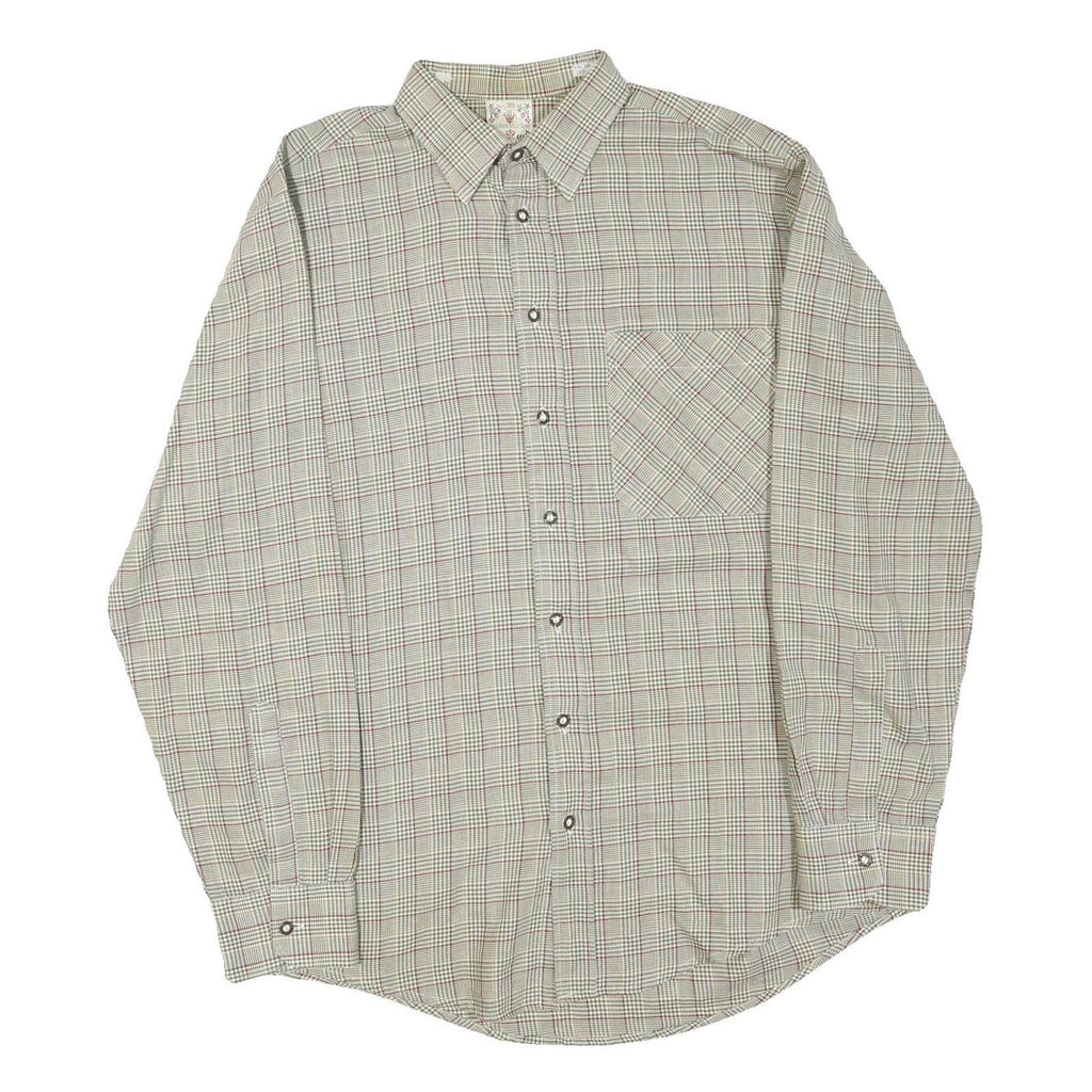 SEIDENSTICKER Mens Beige Check Shirt M Cotton Blend Button Collar Casual Classic