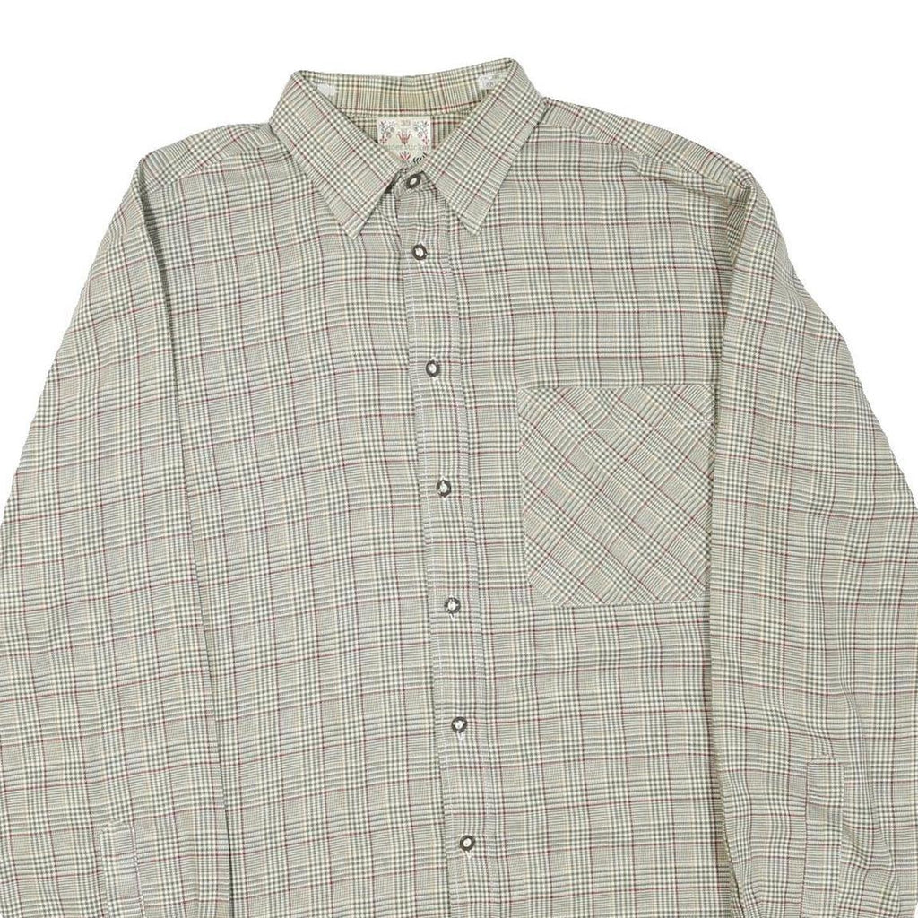 SEIDENSTICKER Mens Beige Check Shirt M Cotton Blend Button Collar Casual Classic
