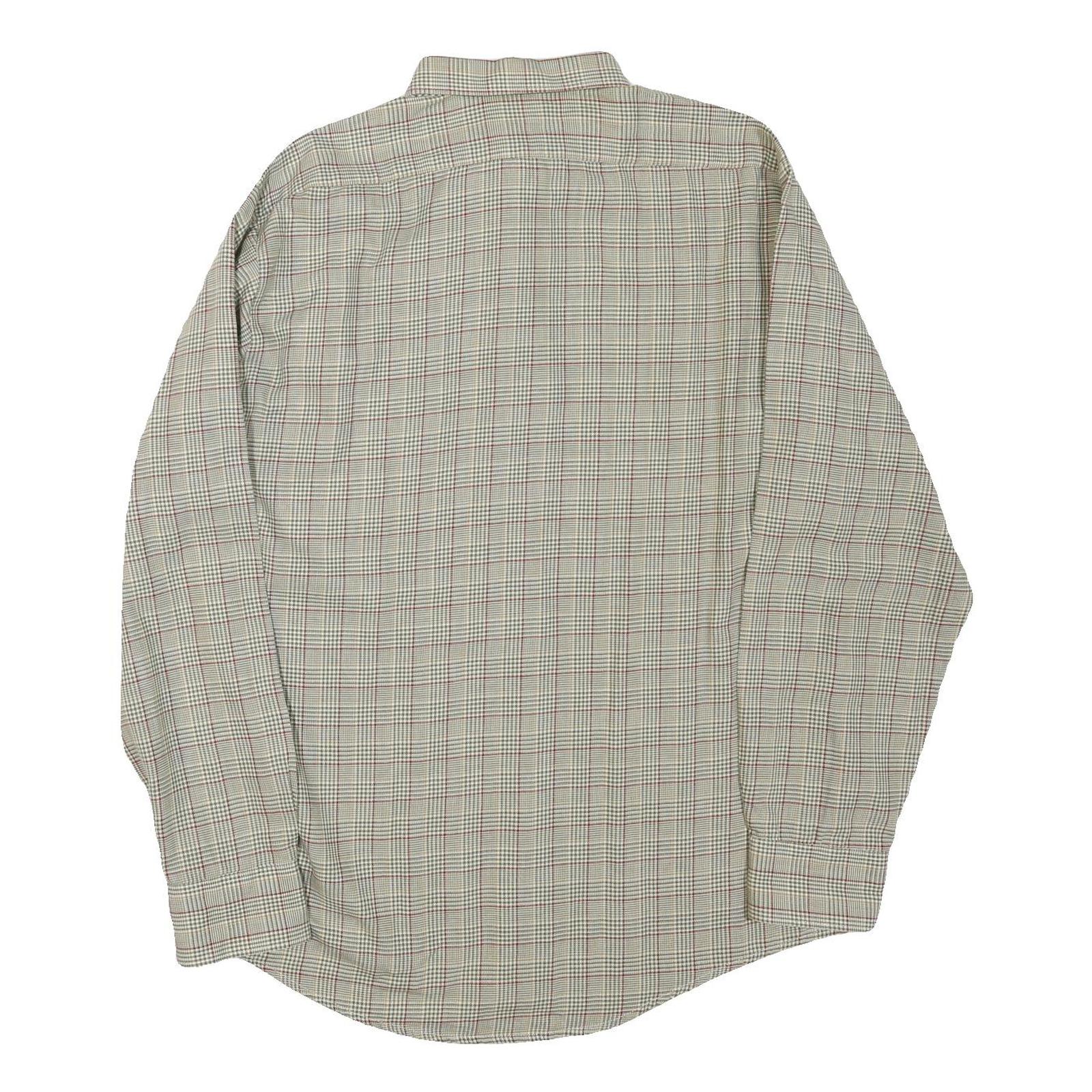 SEIDENSTICKER Mens Beige Check Shirt M Cotton Blend Button Collar Casual Classic