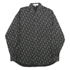 PRONTO UOMO Mens Black Geometric Pattern Shirt M Button Collar Cotton Blend