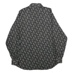 PRONTO UOMO Mens Black Geometric Pattern Shirt M Button Collar Cotton Blend