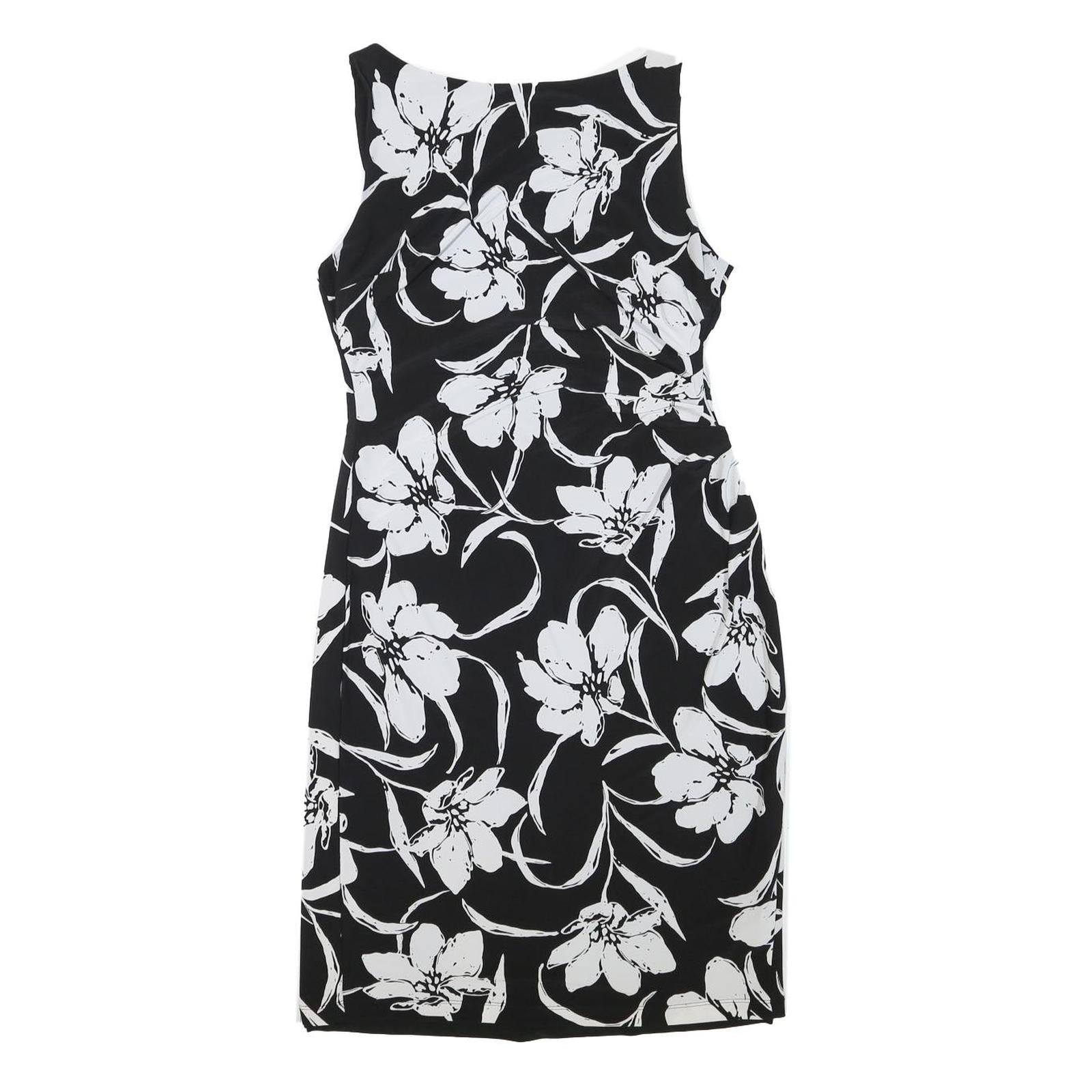 LAUREN RALPH LAUREN Womens Black & White Floral Sheath Dress Polyester Blend UK