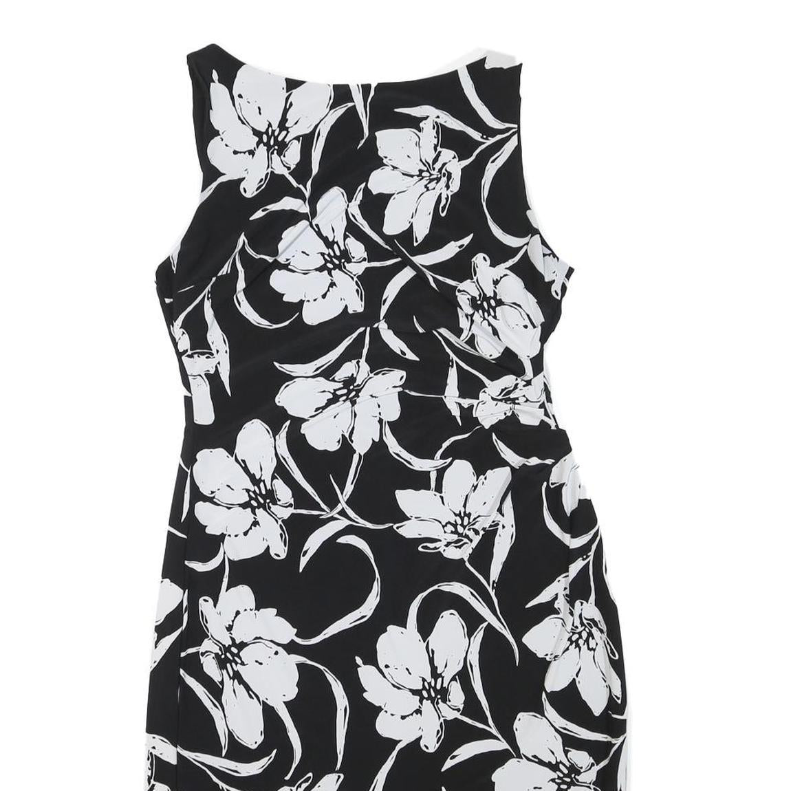LAUREN RALPH LAUREN Womens Black & White Floral Sheath Dress Polyester Blend UK