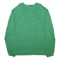CHAPS Mens Green Plain Cotton Jumper Crew Neck Basic Knit XL Casual Lightweight