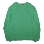 CHAPS Mens Green Plain Cotton Jumper Crew Neck Basic Knit XL Casual Lightweight