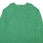 CHAPS Mens Green Plain Cotton Jumper Crew Neck Basic Knit XL Casual Lightweight