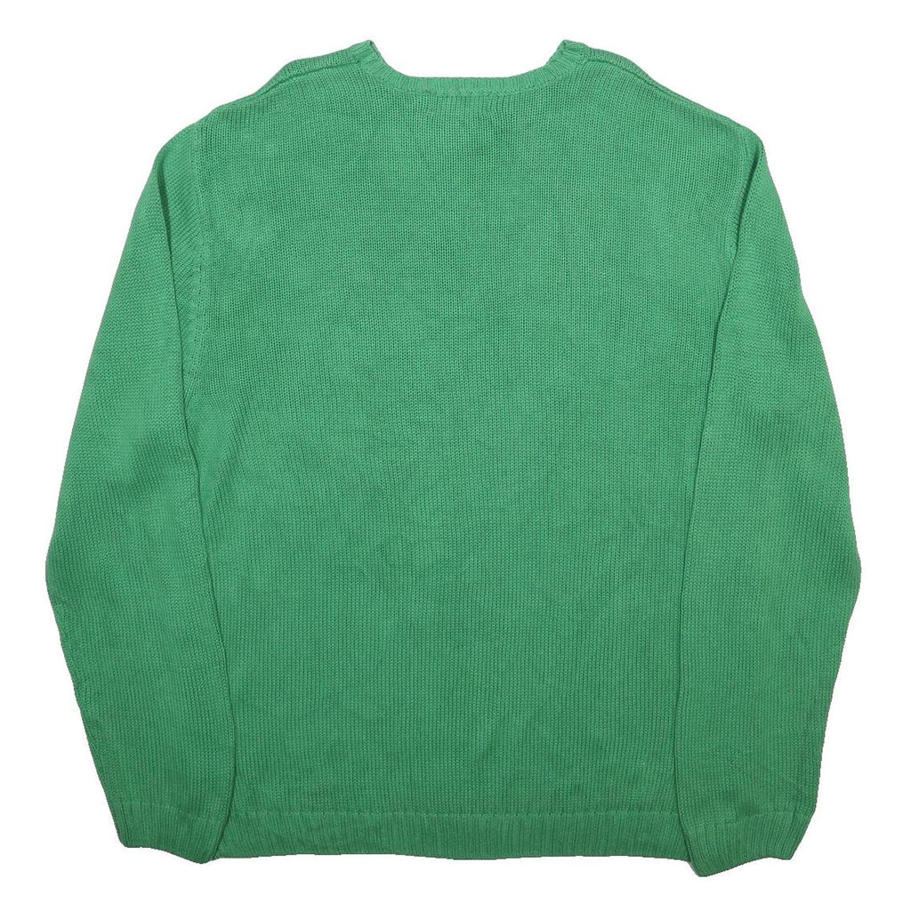 CHAPS Mens Green Plain Cotton Jumper Crew Neck Basic Knit XL Casual Lightweight