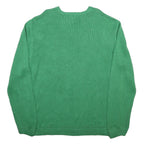 CHAPS Mens Green Plain Cotton Jumper Crew Neck Basic Knit XL Casual Lightweight