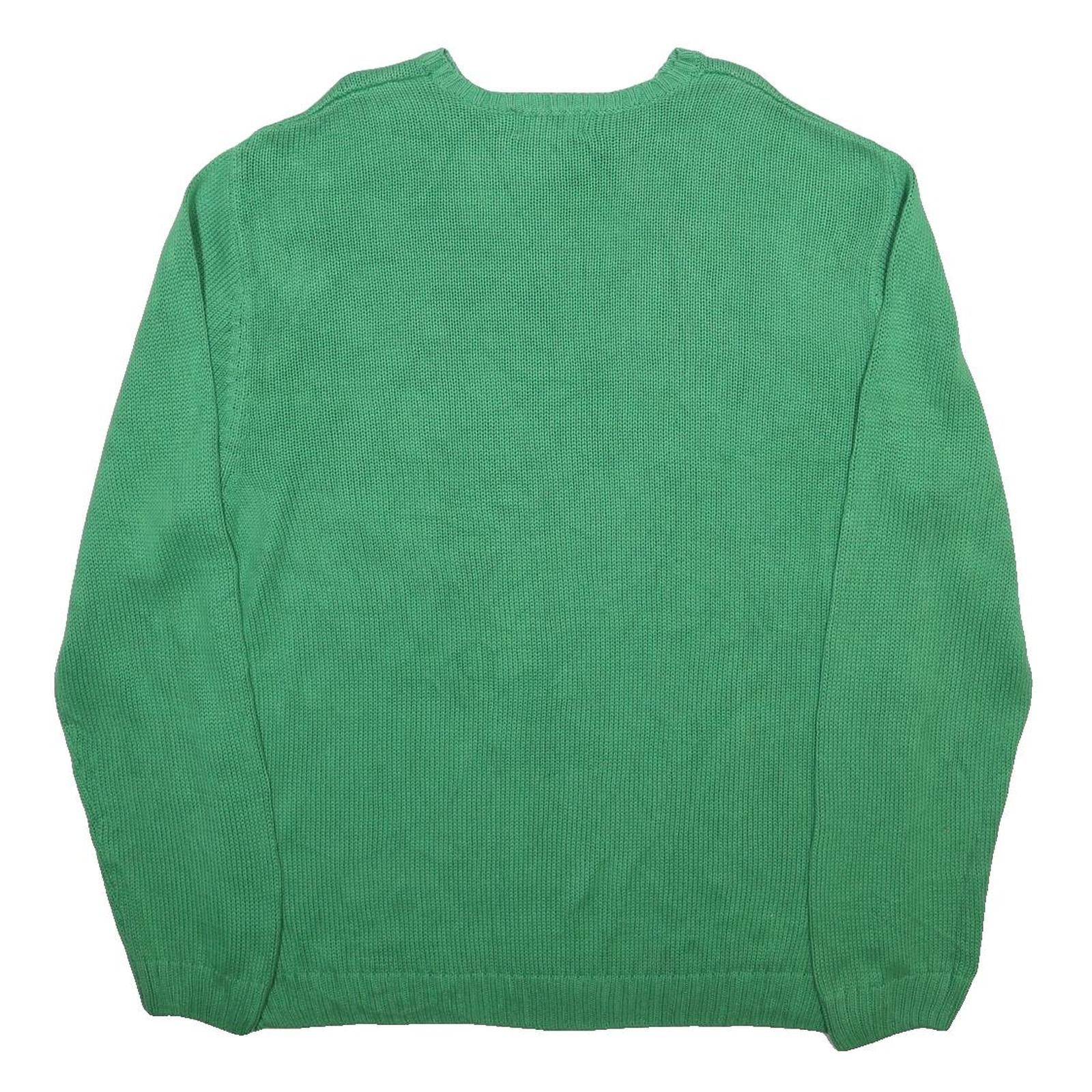 CHAPS Mens Green Plain Cotton Jumper Crew Neck Basic Knit XL Casual Lightweight