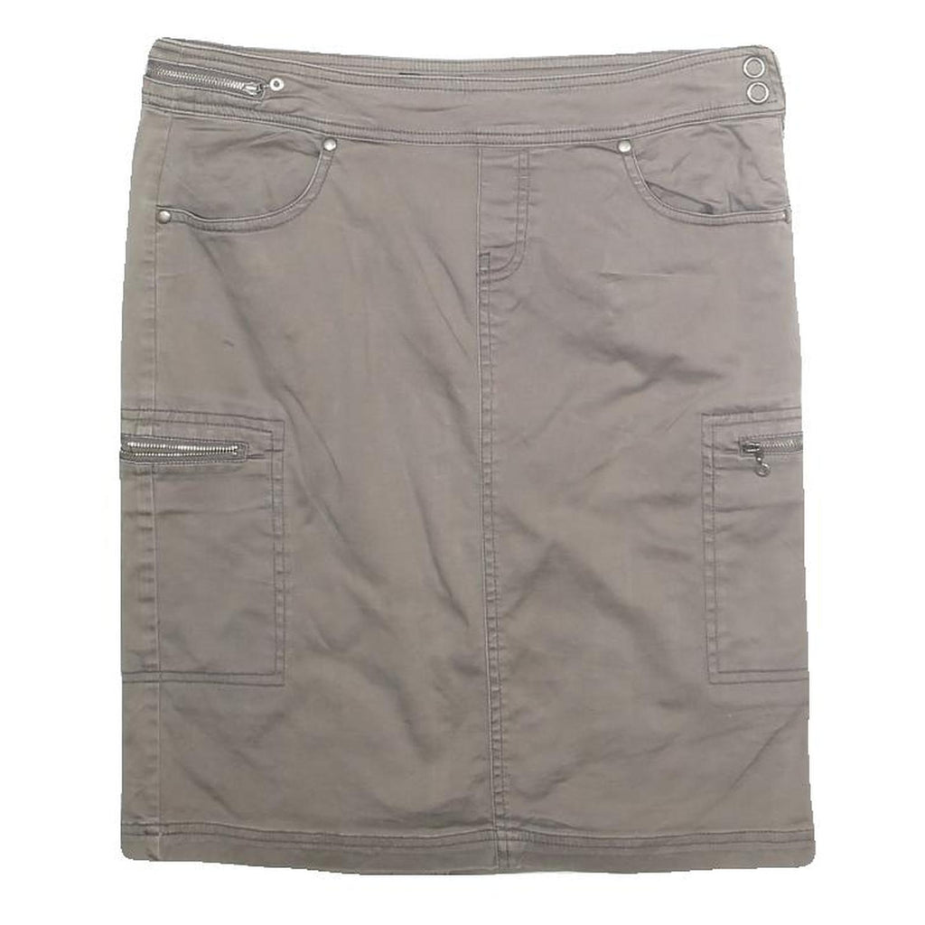 DEX Womens Taupe Mini Cotton Blend Cargo Skirt S Zip Pocket Casual Outdoor