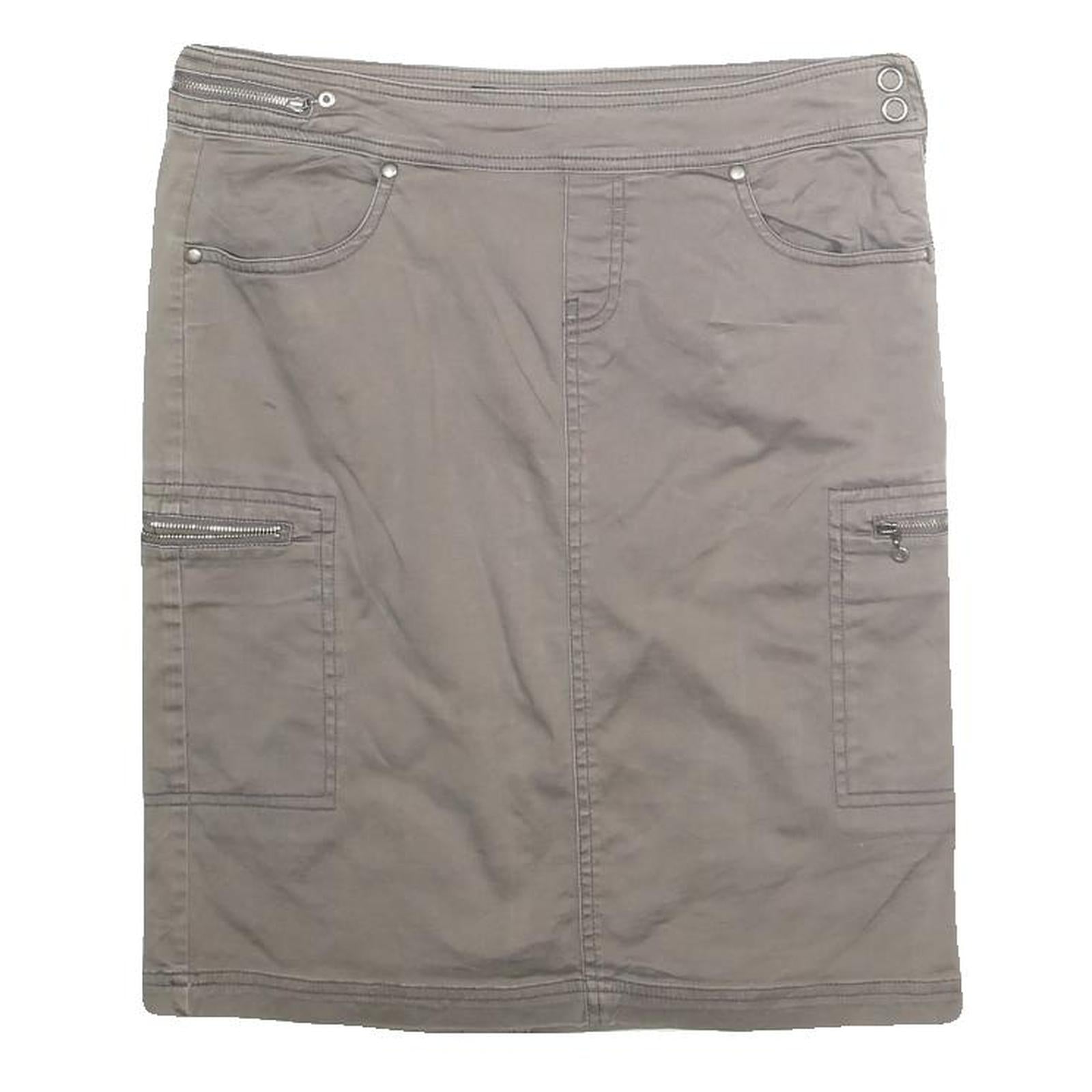 DEX Womens Taupe Mini Cotton Blend Cargo Skirt S Zip Pocket Casual Outdoor