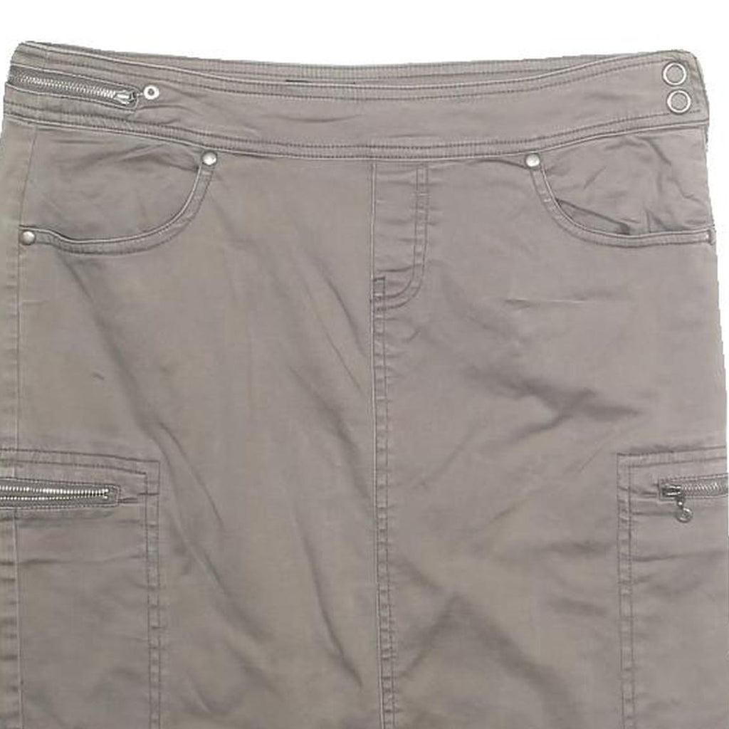 DEX Womens Taupe Mini Cotton Blend Cargo Skirt S Zip Pocket Casual Outdoor