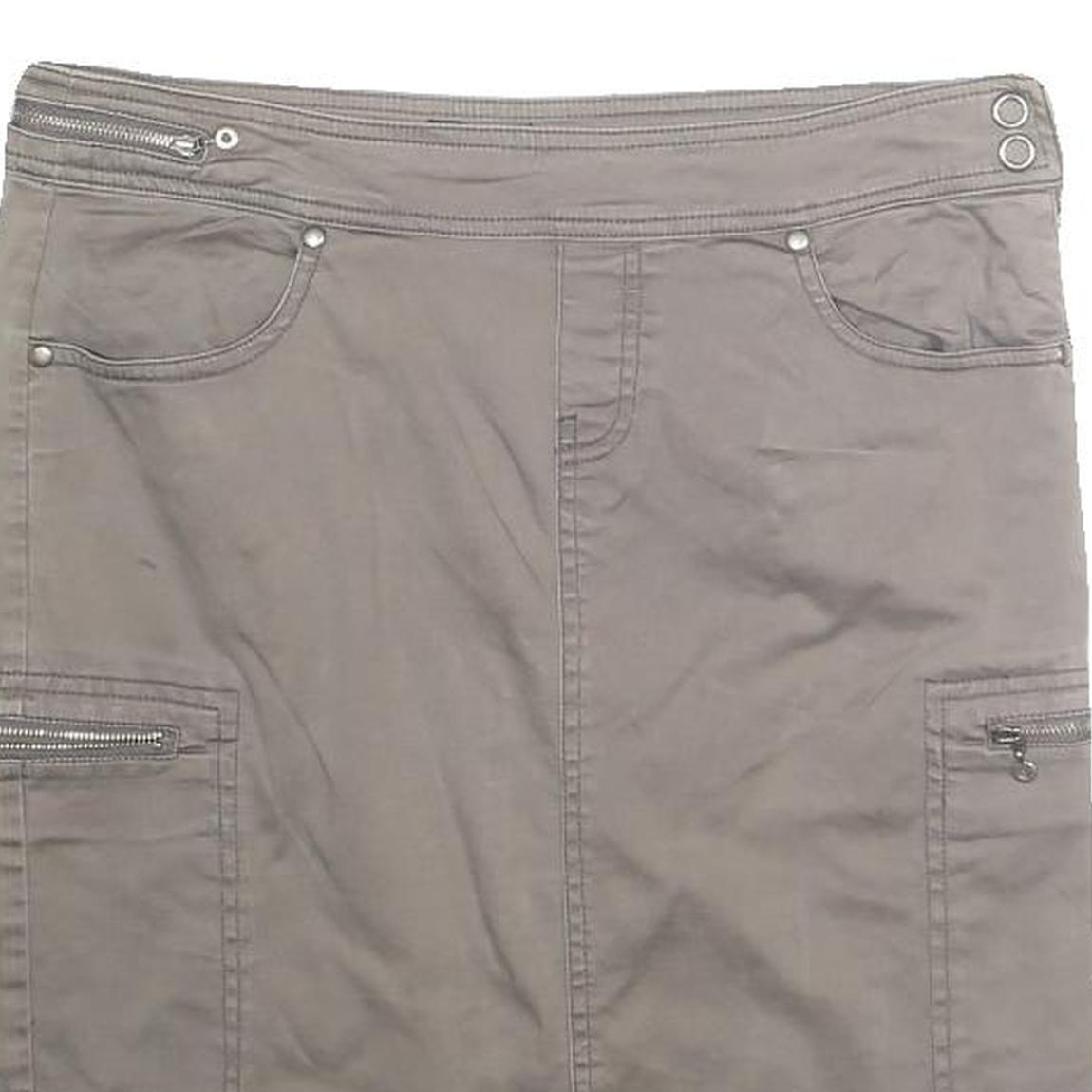 DEX Womens Taupe Mini Cotton Blend Cargo Skirt S Zip Pocket Casual Outdoor