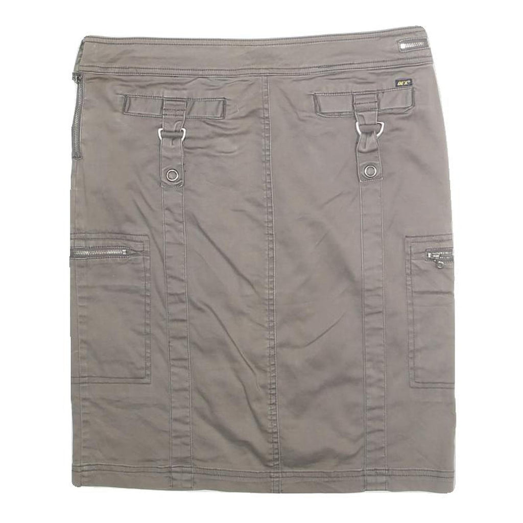 DEX Womens Taupe Mini Cotton Blend Cargo Skirt S Zip Pocket Casual Outdoor