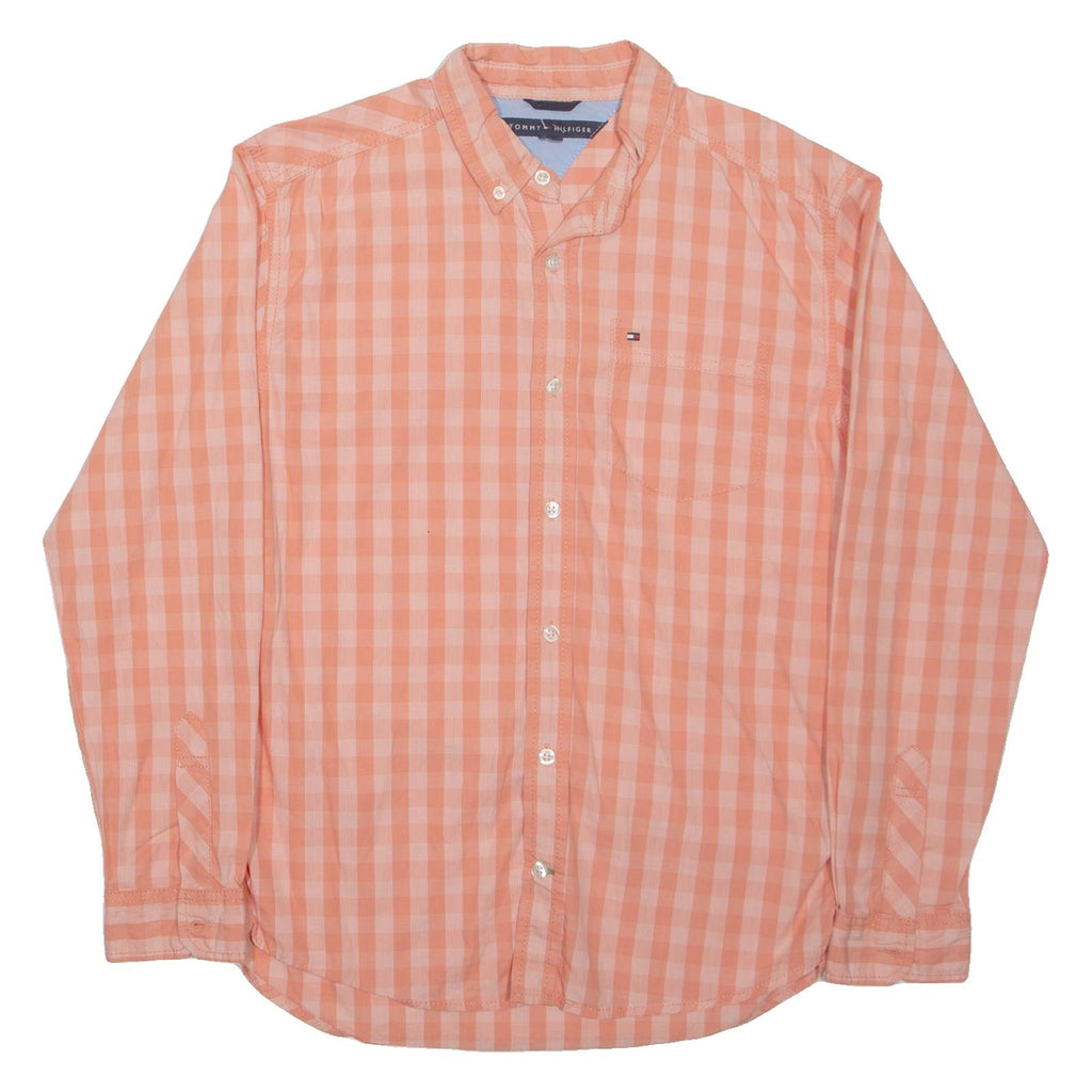 TOMMY HILFIGER Mens Shirt Pink Check Long Sleeve S