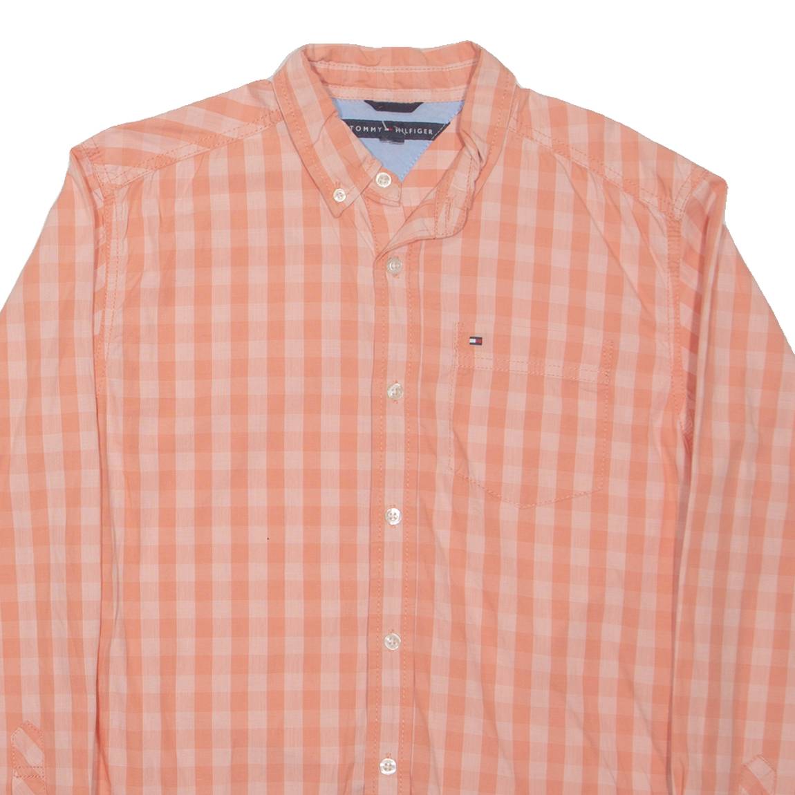 TOMMY HILFIGER Mens Shirt Pink Check Long Sleeve S