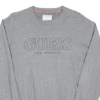 GUESS Mens Grey Plain Cotton Blend Crew Neck Basic Knit Jumper Size L Casual