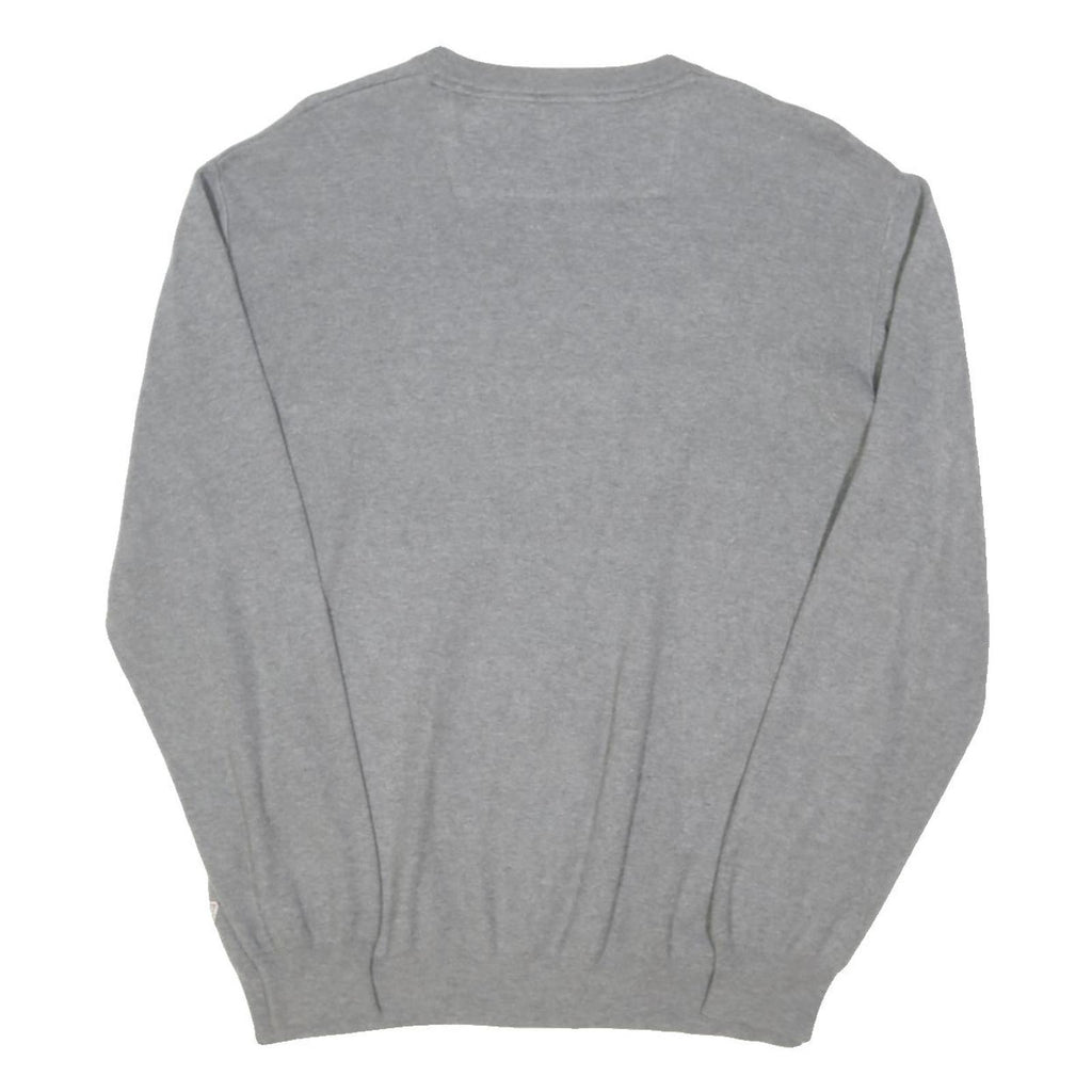 GUESS Mens Grey Plain Cotton Blend Crew Neck Basic Knit Jumper Size L Casual