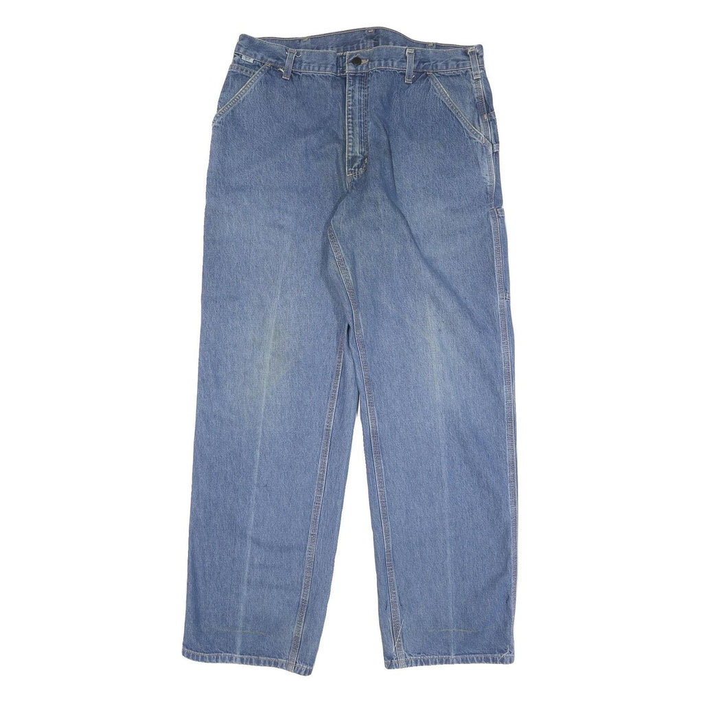 CARHARTT Mens Regular Fit Blue Denim Jeans W38 L34 Workwear Zip Closure