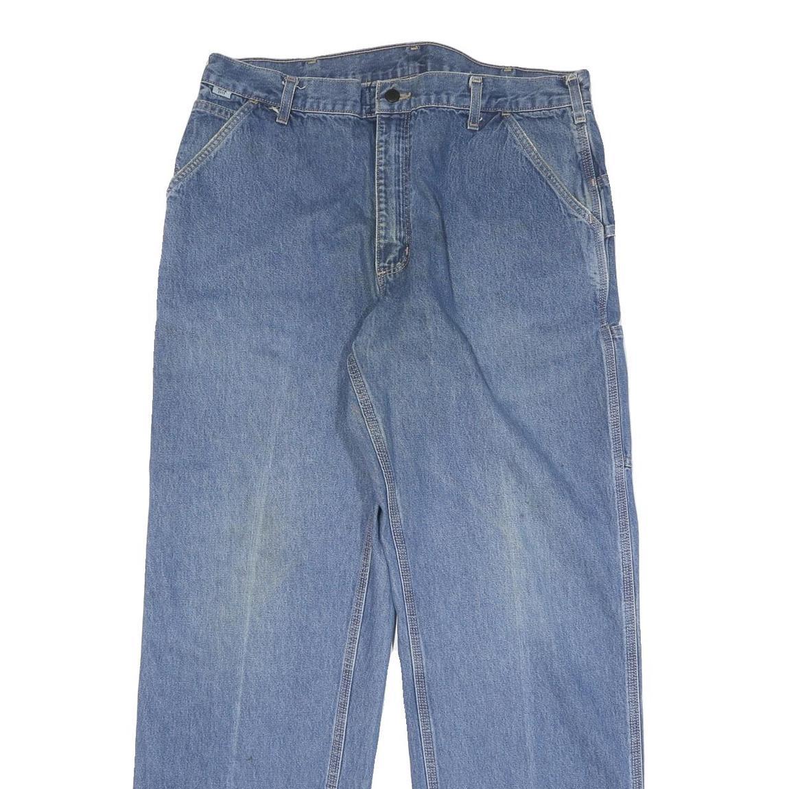 CARHARTT Mens Regular Fit Blue Denim Jeans W38 L34 Workwear Zip Closure