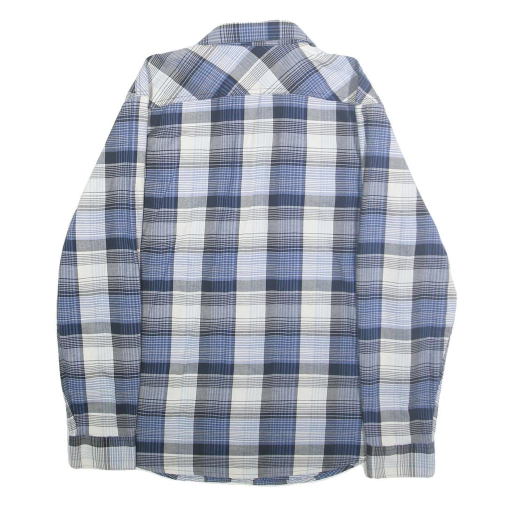 WRANGLER Mens Blue & White Checked Shirt XL Button Pocket Casual Cotton Blend