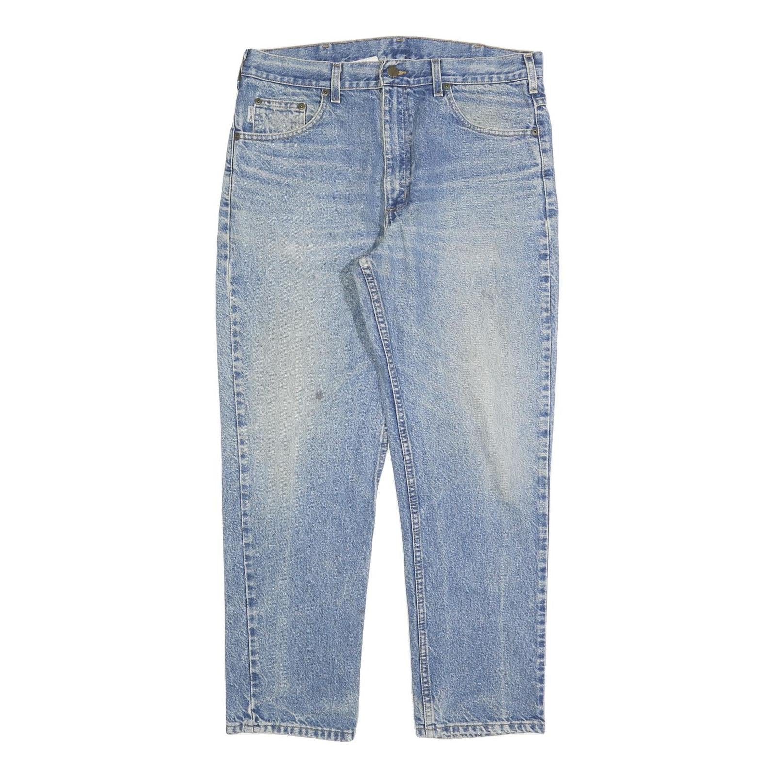CARHARTT Mens Jeans Blue Regular Straight Denim Medium W36 L30 Zip Cotton Blend