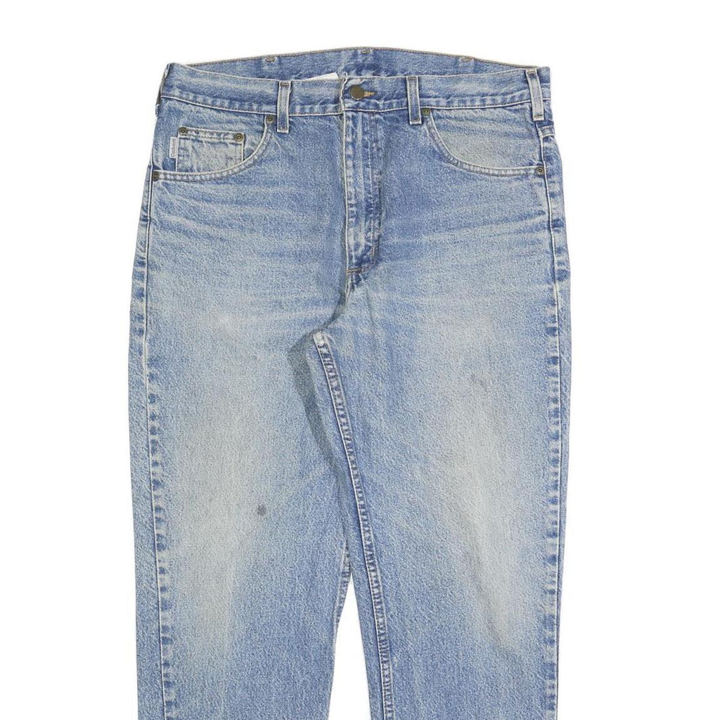CARHARTT Mens Jeans Blue Regular Straight Denim Medium W36 L30 Zip Cotton Blend