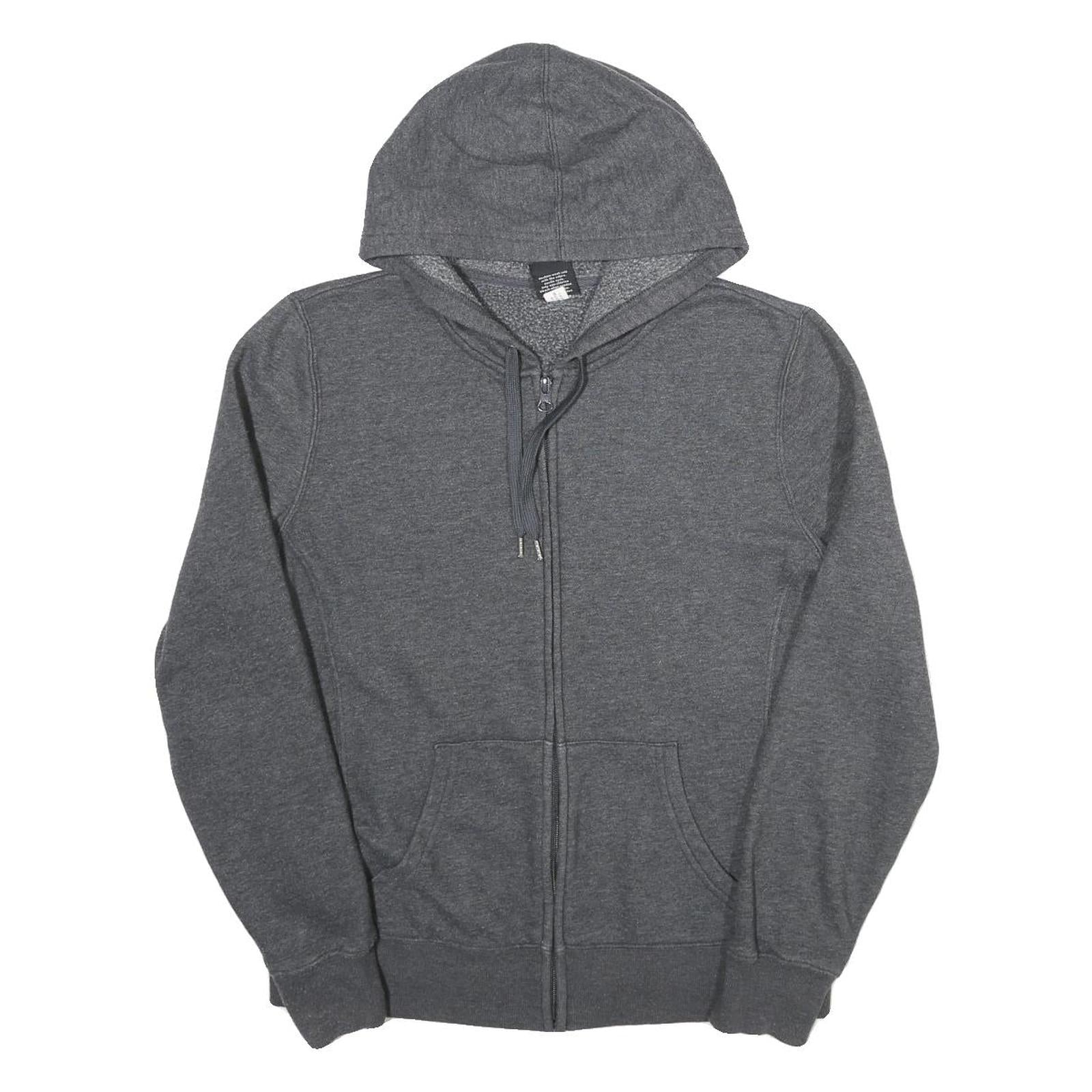 REEBOK Mens Grey ¼ Zip Hoodie M Cotton Blend Casual Zipped Sweatshirt