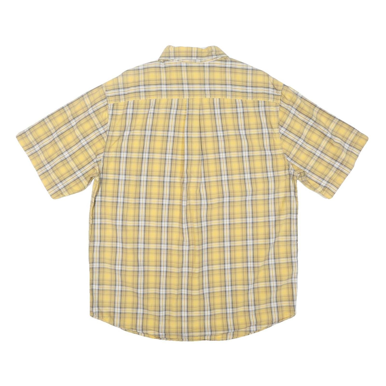 CARHARTT Mens Yellow & Grey Check Shirt L Cotton Blend Casual Short Sleeve