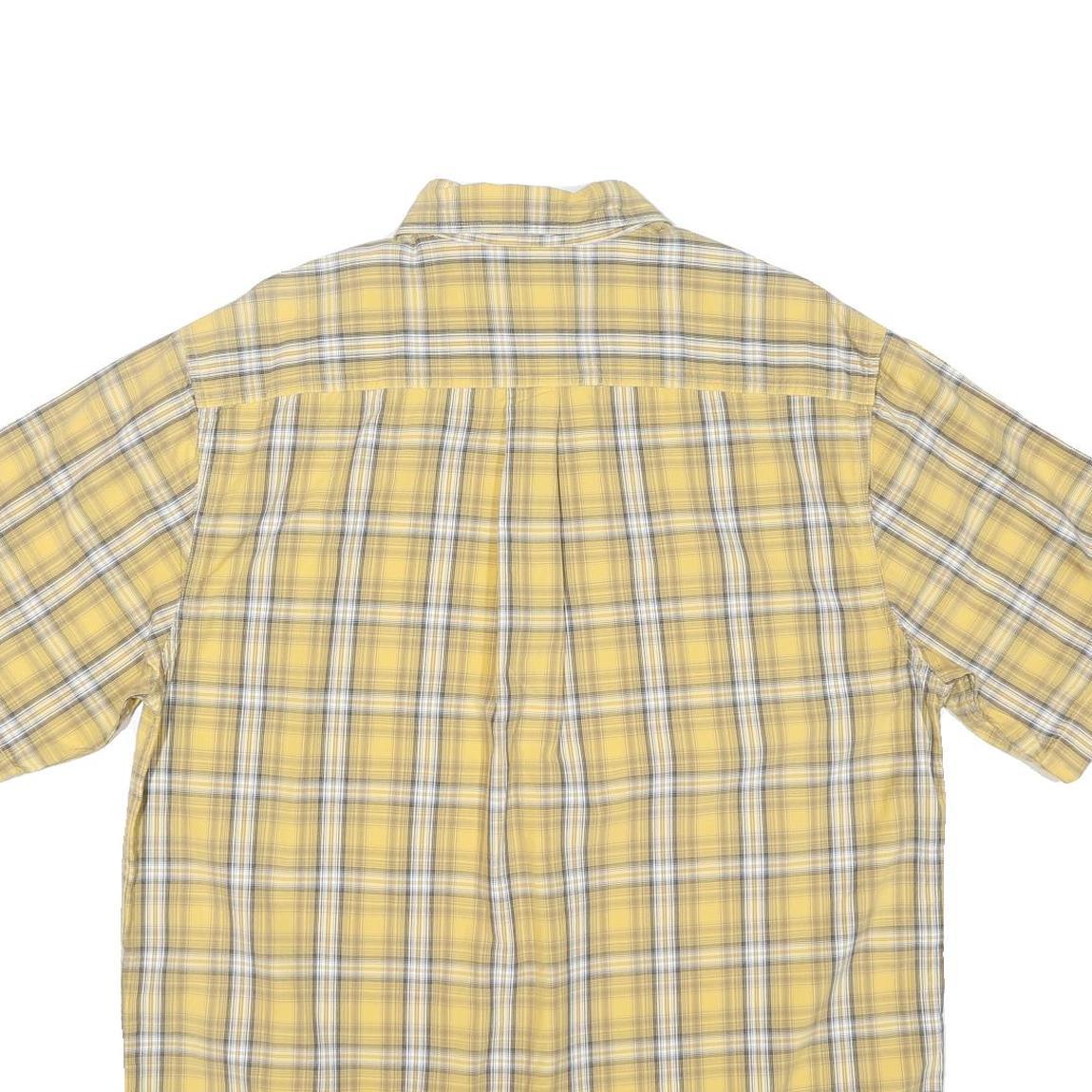 CARHARTT Mens Yellow & Grey Check Shirt L Cotton Blend Casual Short Sleeve