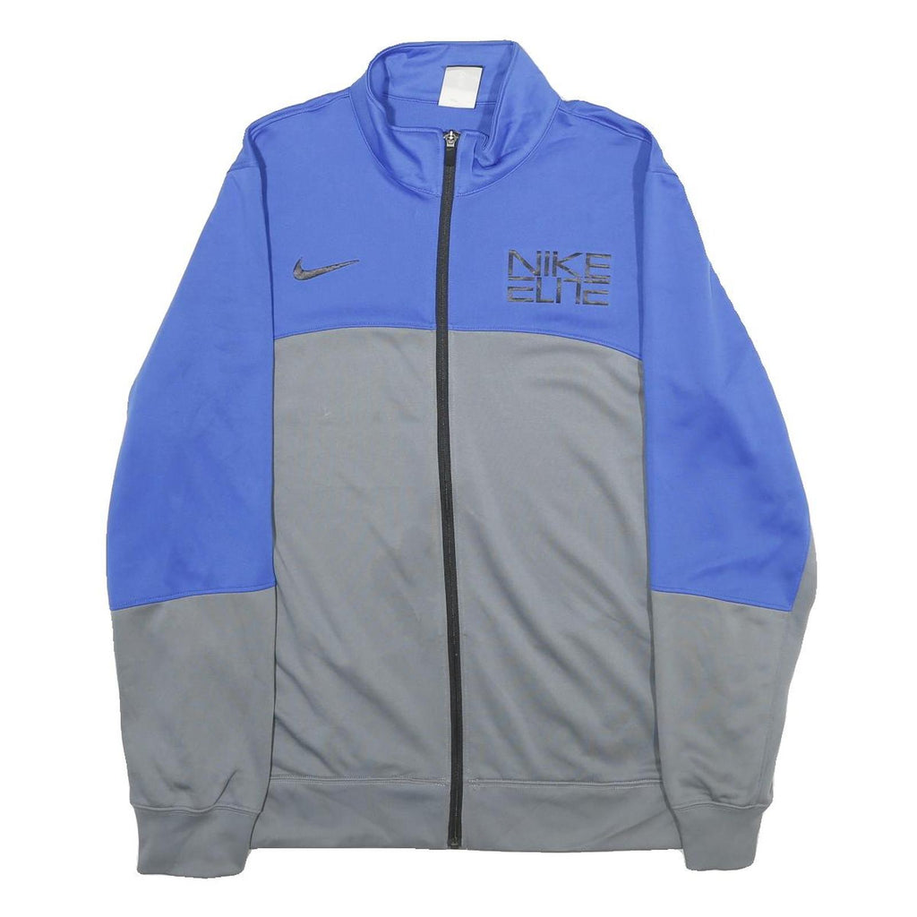 NIKE Mens Blue & Grey Zip Jacket L Polyester Sportswear Comfortable Casual