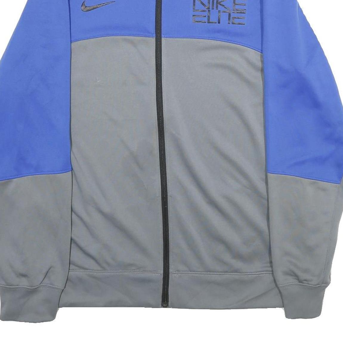 NIKE Mens Blue & Grey Zip Jacket L Polyester Sportswear Comfortable Casual