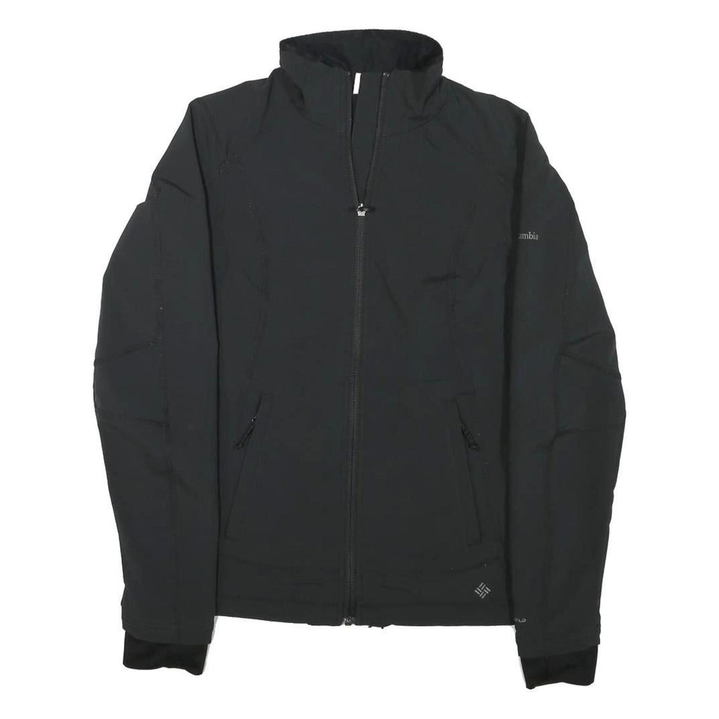 COLUMBIA Womens Black Outdoor Zip Jacket S Polyester Blend Plain Lightweight