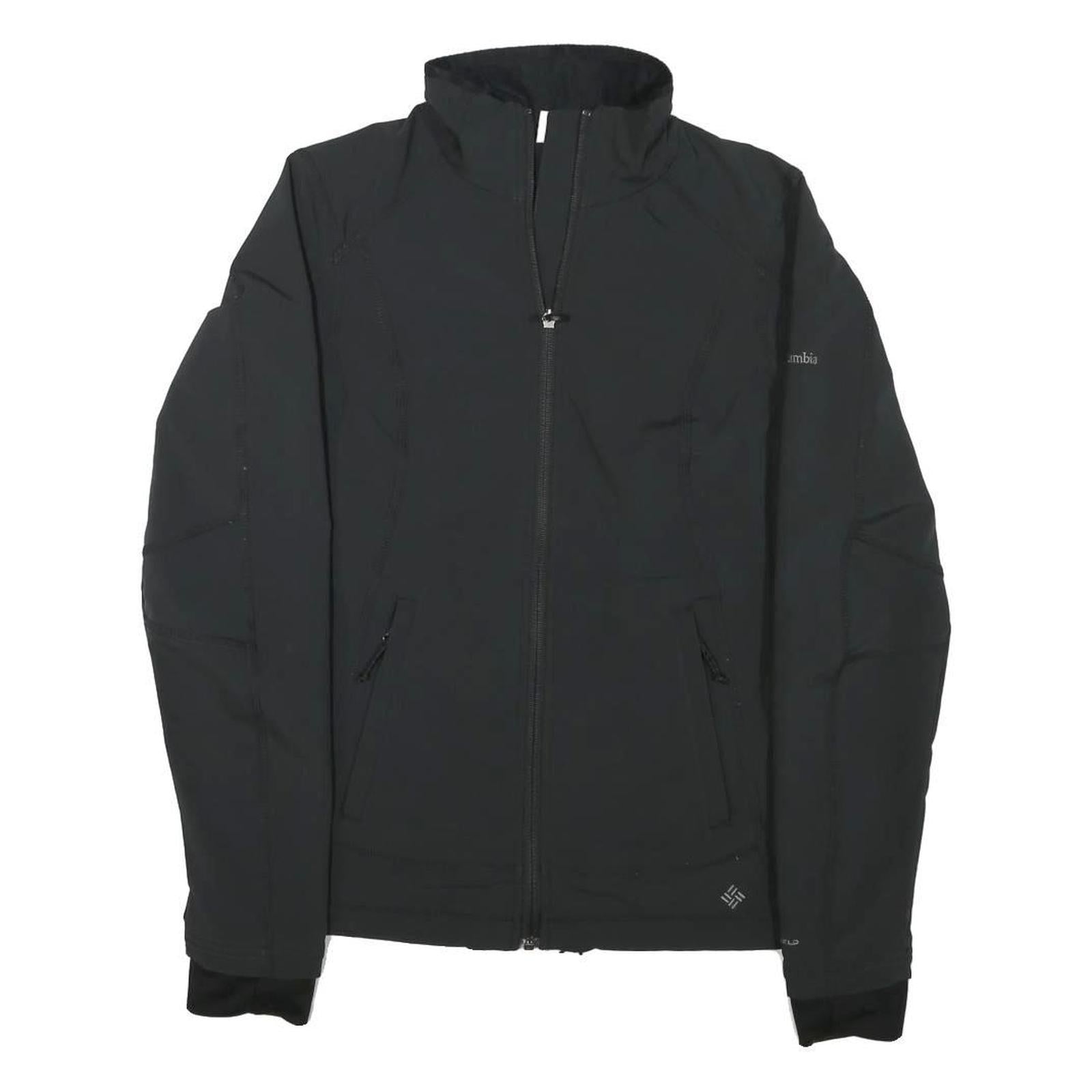 COLUMBIA Womens Black Outdoor Zip Jacket S Polyester Blend Plain Lightweight