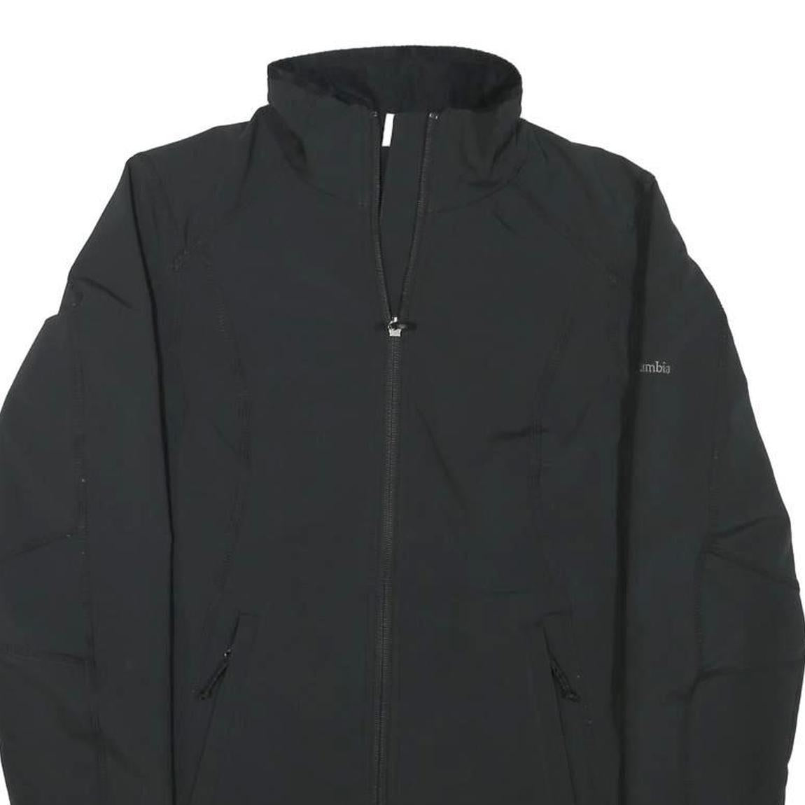 COLUMBIA Womens Black Outdoor Zip Jacket S Polyester Blend Plain Lightweight
