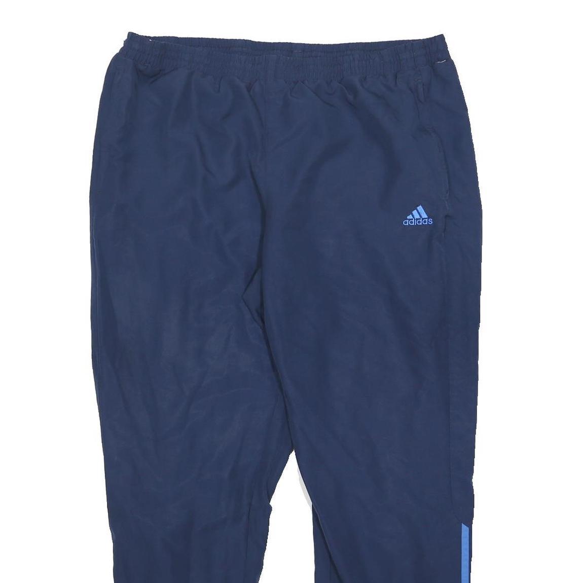 ADIDAS Mens Joggers Blue XL W36 L29 Polyester Blend Slim Tapered Casual Track