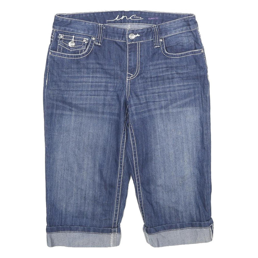ANC DENIM Womens Blue Casual Denim Shorts UK 12 W32 Curvy Fit Rolled Hem