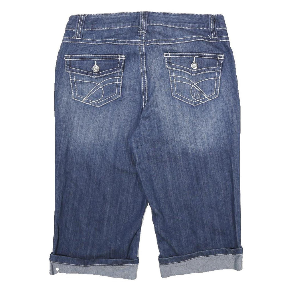 ANC DENIM Womens Blue Casual Denim Shorts UK 12 W32 Curvy Fit Rolled Hem